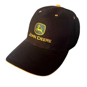 John Deere Black & Yellow Embroidered Logo Adjustable Baseball Cap Cotton Unisex
